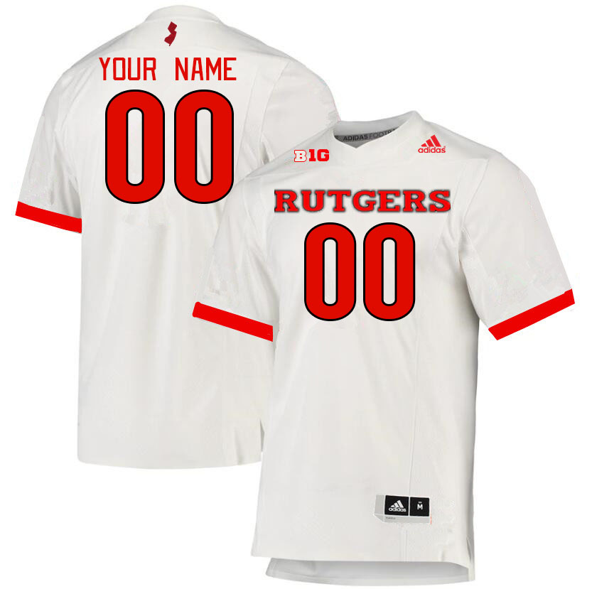 Custom Rutgers Scarlet Knights Name And Number College Football Jerseys Stitched-White - Click Image to Close